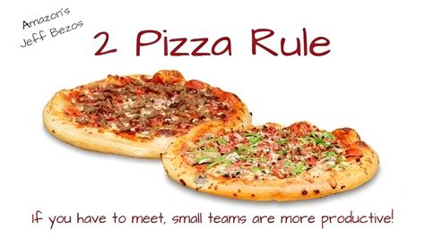 ) but keep them to a size where <b>two</b> pizzas are sufficient to provide lunch/dinner for the whole <b>team</b>. . Two pizza team